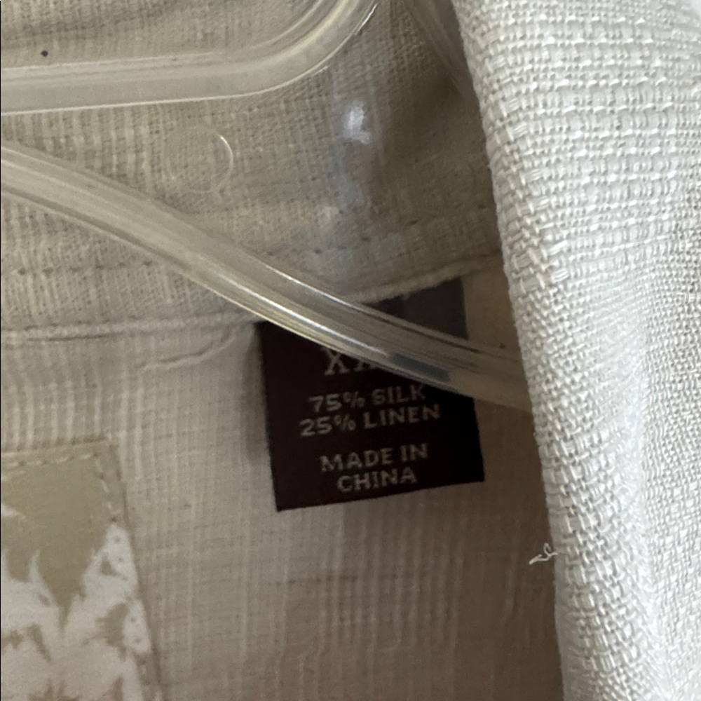 Tasso Elba Island men’s Short Sleeve Shirt in Light Beige 2XL Silk/Linen - Picture 3 of 7